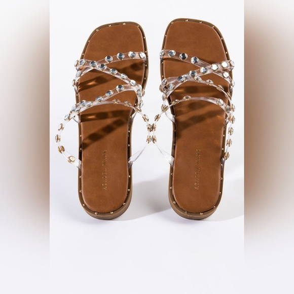 NWT AZALEA WANG All Day Long Flat Sandal In Clear PVC - Picture 6 of 7